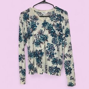 Time & Tru Womens S (4-6) Floral Button Down Cardigan Long Sleeve
